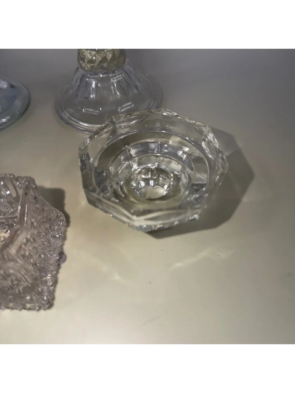 Clear Glass Candle Holder Lot of 5 Mixed Styles